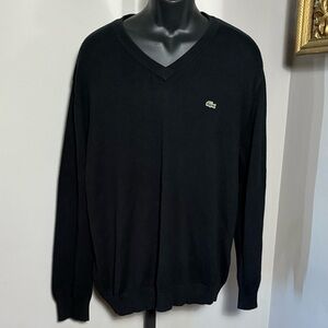 Lacoste Size 7 Men’s XXL Black V Neck Sweater